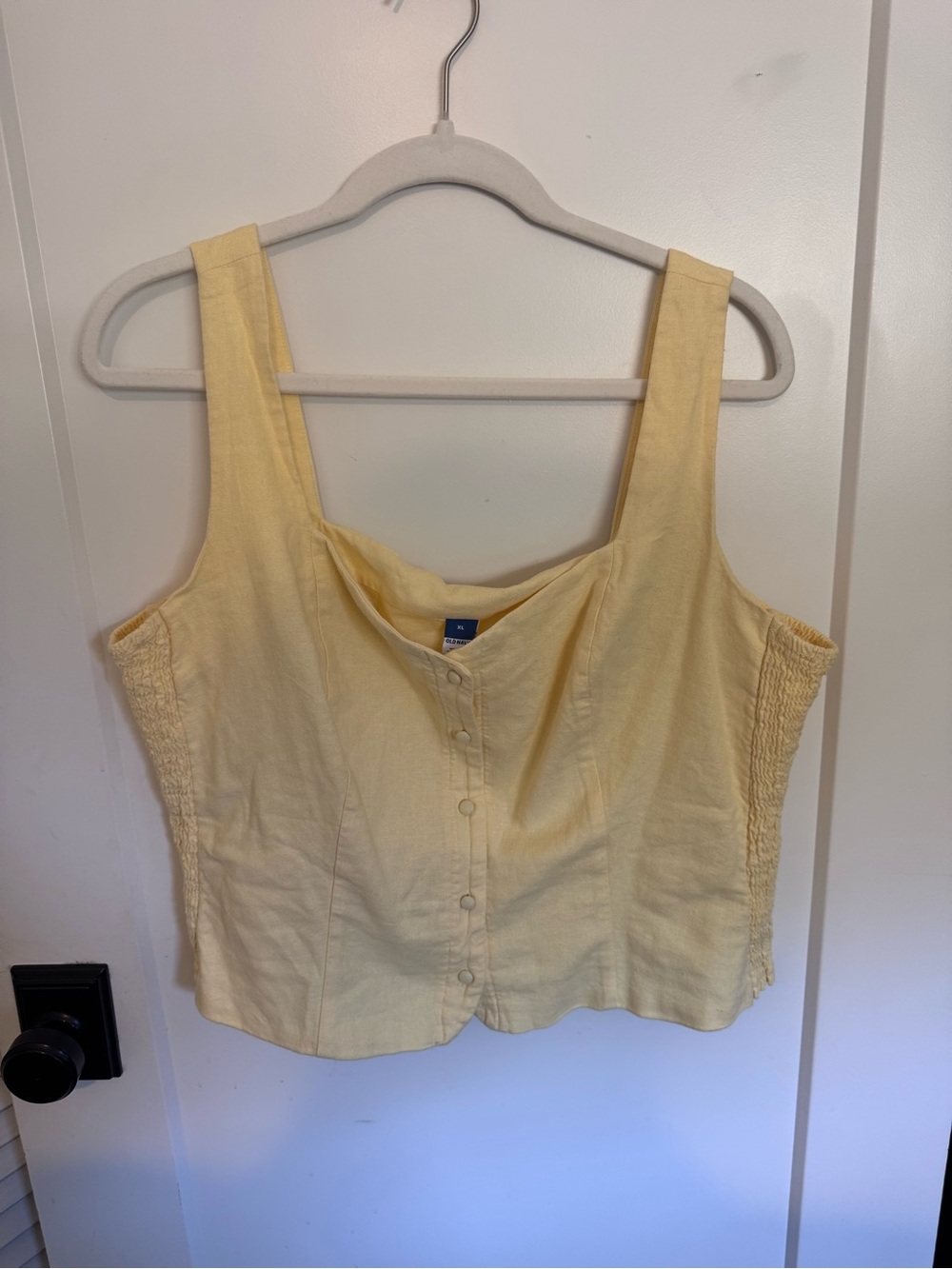 Old Navy Pale Yellow Button-Front Crop Tank